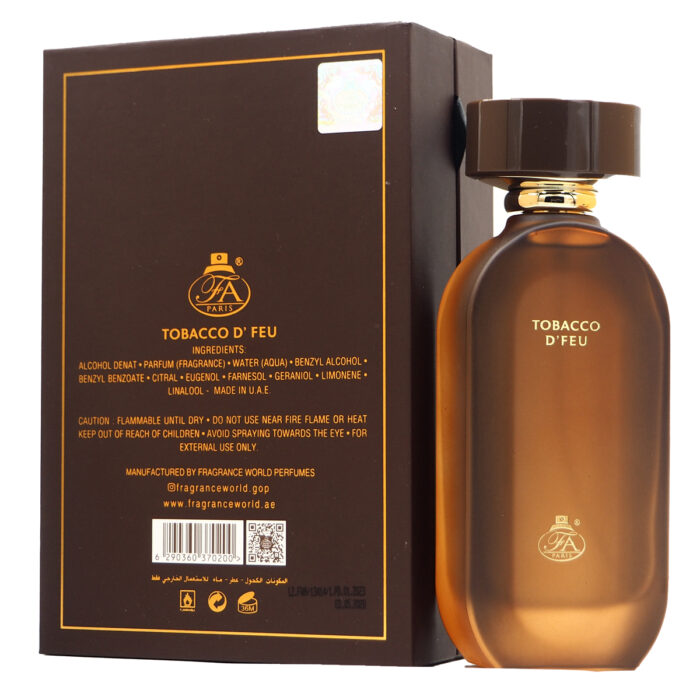 Tobacco d'feu  EDP Perfume 100ML for Men & Women by Fragrance World , Minyak Wangi ARab - Image 3
