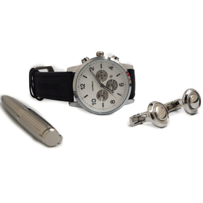 CALVNBOLO Watch Set For Men Analog PU Leather Strap CALVNBOLO 012 - Image 3
