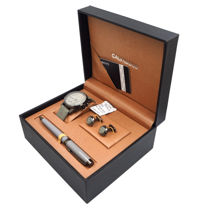 CALVNBOLO Watch Set For Men Analog PU Leather Strap CALVNBOLO 013 - Image 2