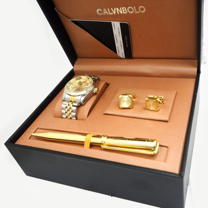 CALVNBOLO Watch Set For Men Analog Steel Strap CALVNBOLO 003 - Image 2