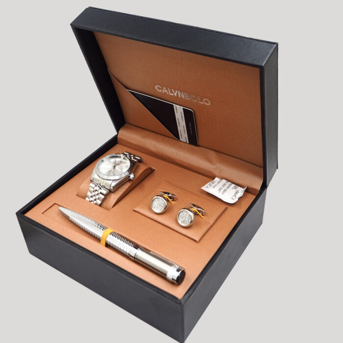 CALVNBOLO Watch Set For Men Analog Steel Strap CALVNBOLO 007 - Image 2