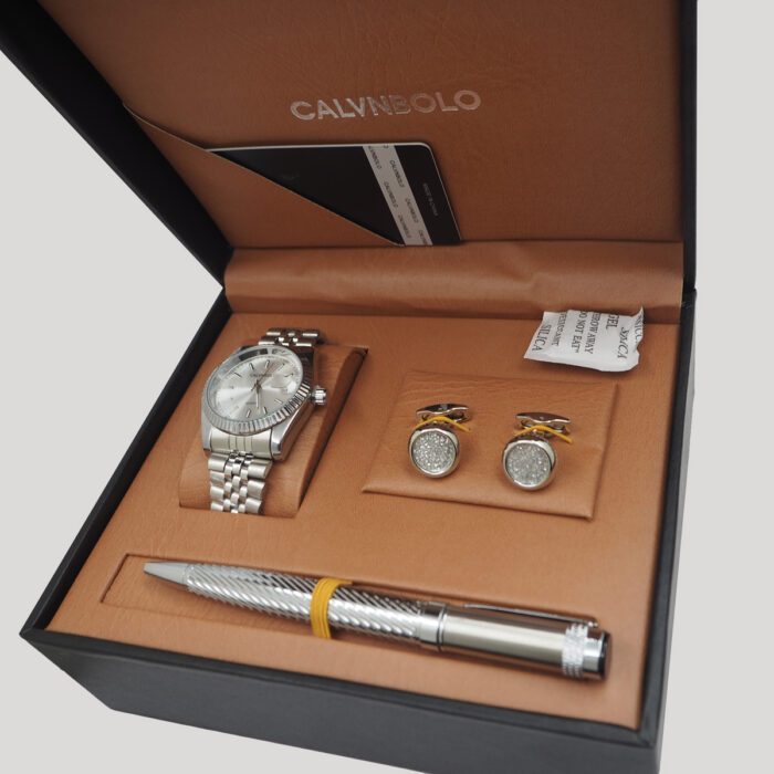 CALVNBOLO Watch Set For Men Analog Steel Strap CALVNBOLO 007 - Image 3