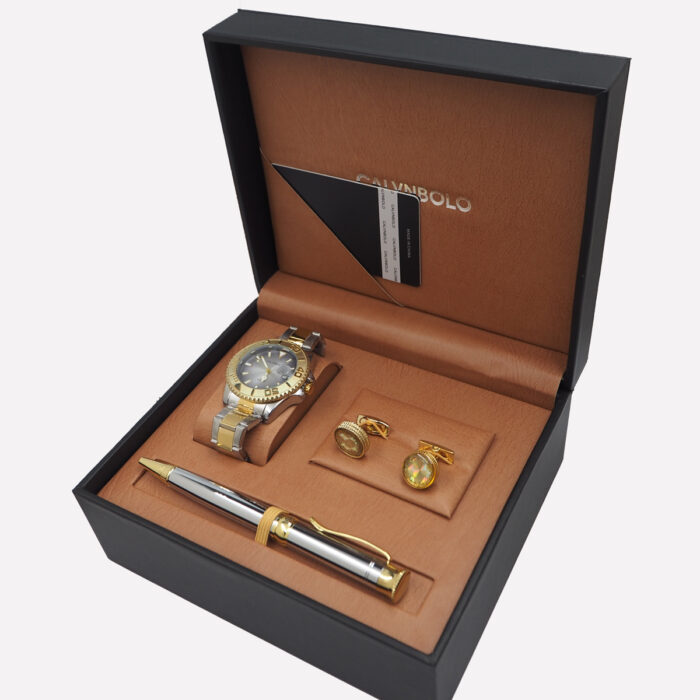 CALVNBOLO Watch Set For Men Analog Steel Strap CALVNBOLO 005 - Image 2
