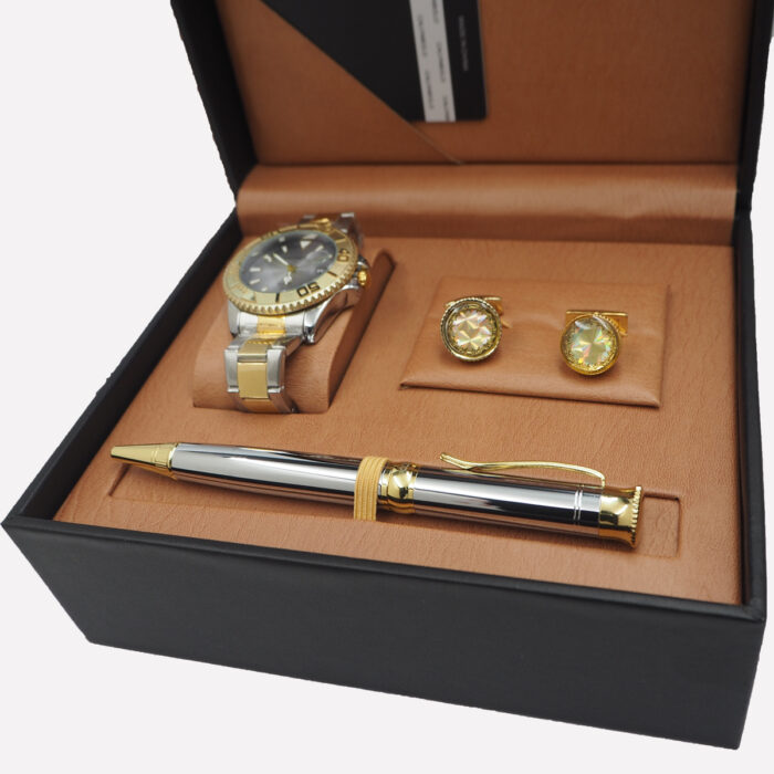 CALVNBOLO Watch Set For Men Analog Steel Strap CALVNBOLO 005 - Image 3