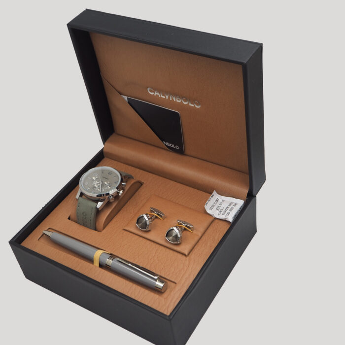 CALVNBOLO Watch Set For Men Analog PU Leather Strap CALVNBOLO 008 - Image 2