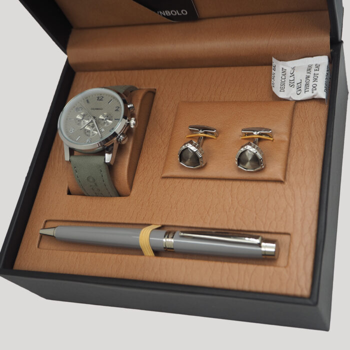 CALVNBOLO Watch Set For Men Analog PU Leather Strap CALVNBOLO 008 - Image 4
