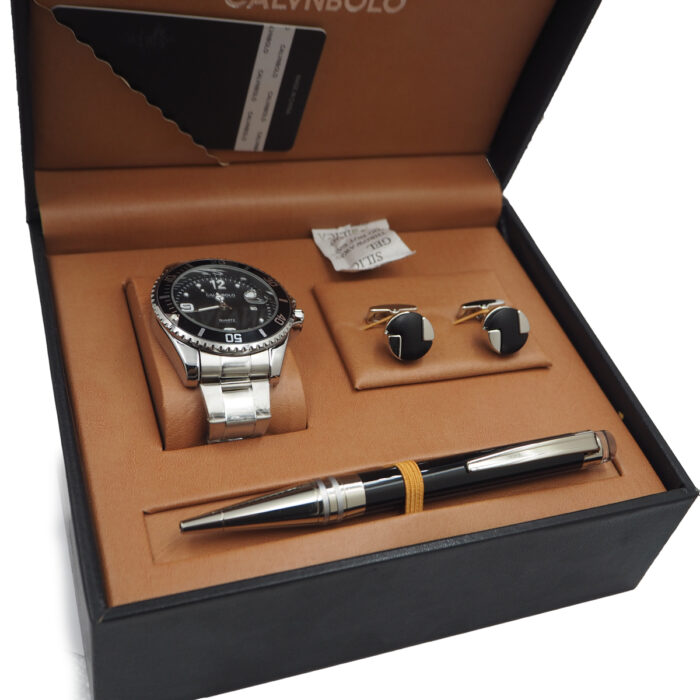 CALVNBOLO Watch Set For Men Analog Steel Strap CALVNBOLO 010 - Image 2