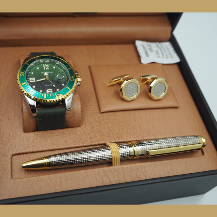CALVNBOLO Watch Set For Men Analog PU Leather Strap CALVNBOLO 015 - Image 7