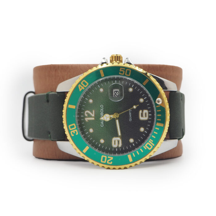 CALVNBOLO Watch Set For Men Analog PU Leather Strap CALVNBOLO 015 - Image 8
