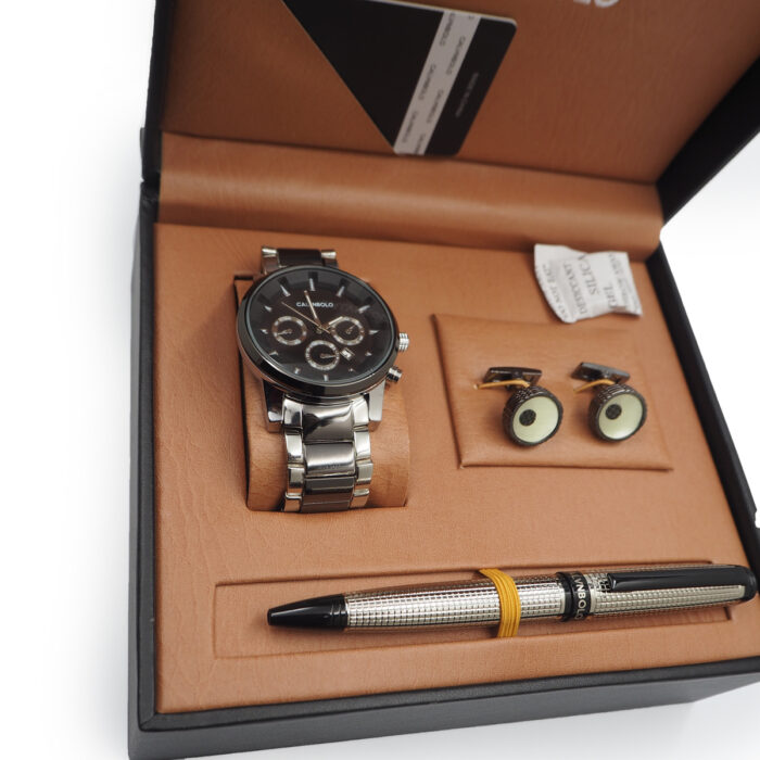 CALVNBOLO Watch Set For Men Analog Steel Strap CALVNBOLO 009 - Image 4