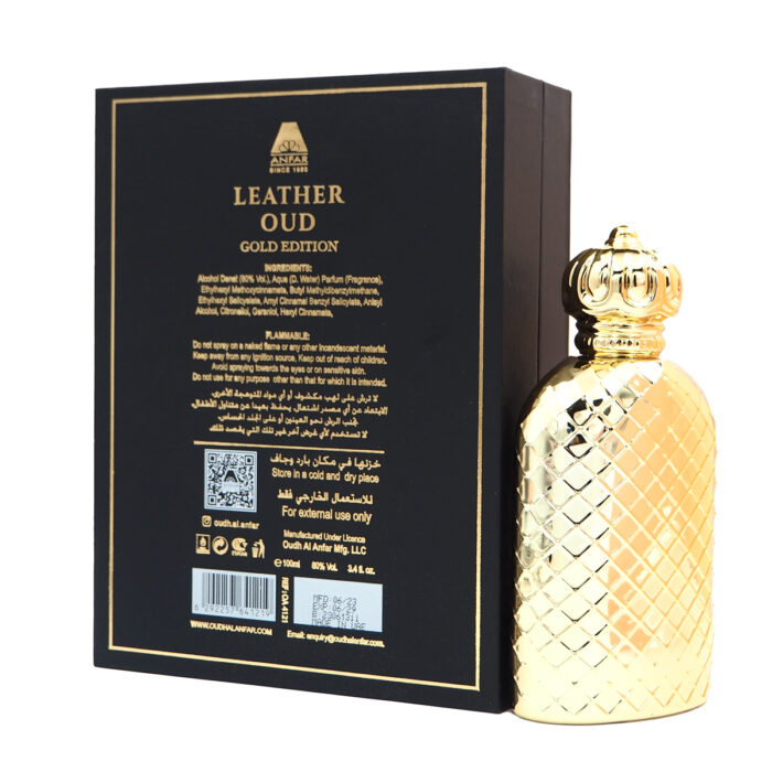 Leather Oud Gold Edition EDP Perfume 100ml for Women & Man by Anfar , Arabian Parfume - Image 3