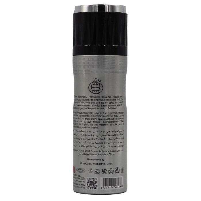 Fragrace world Deux Cent Douze 200ML Deodrant Spray - Image 3