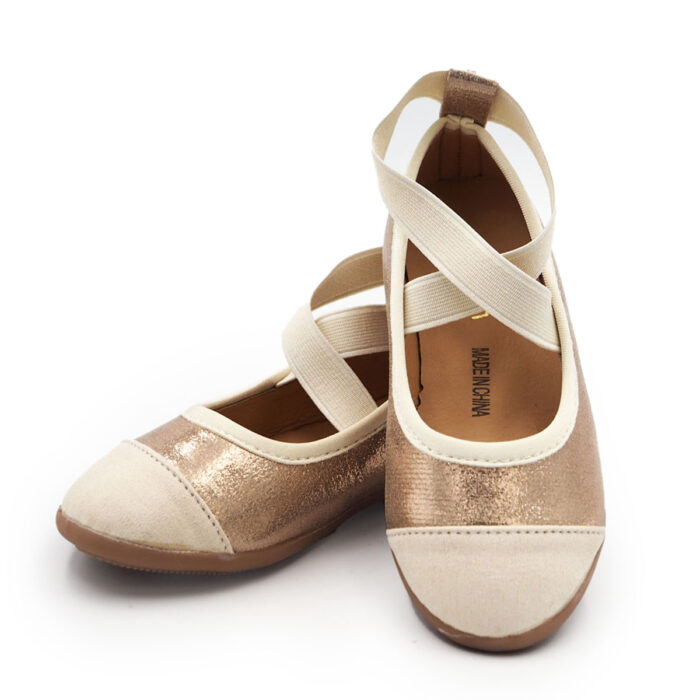 Girls Shoes for Special Occasion and Festive, Ballet Flat Shoes Dancer Style - Flat Upper (Beige rp4993 ) - Image 2