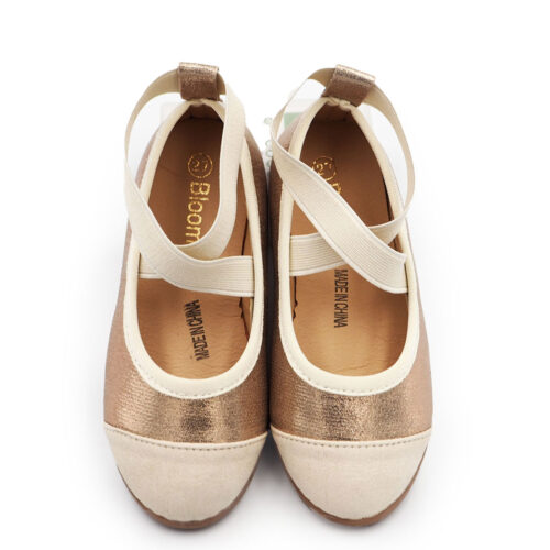 Girls Shoes for Special Occasion and Festive, Ballet Flat Shoes Dancer Style - Flat Upper (Beige rp4993 )