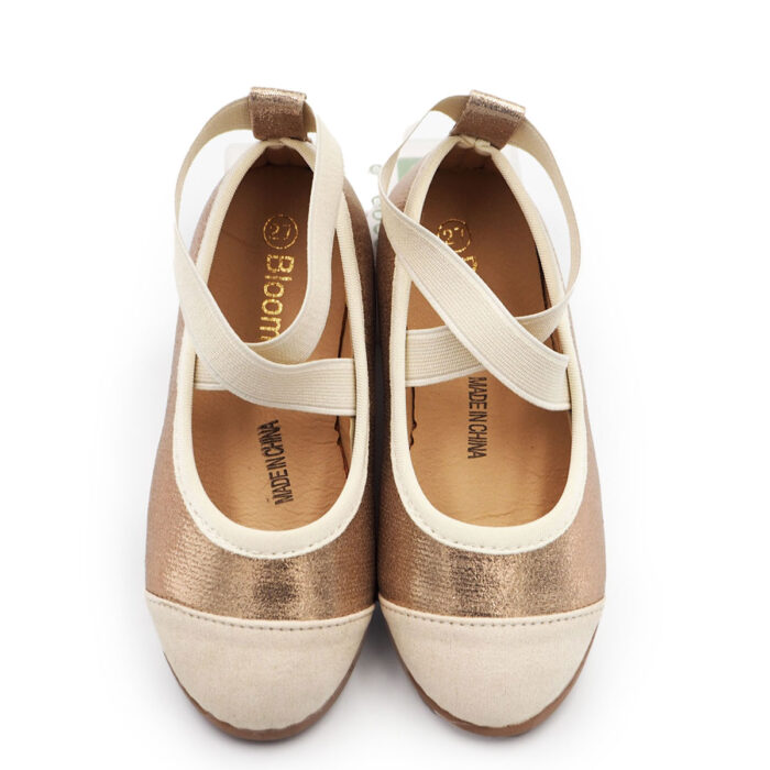 Girls Shoes for Special Occasion and Festive, Ballet Flat Shoes Dancer Style - Flat Upper (Beige rp4993 )
