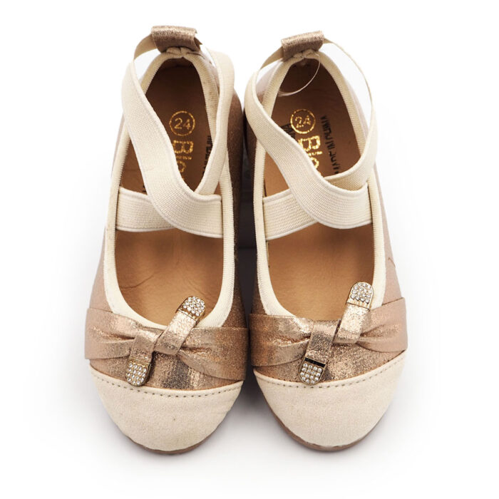 Girls Shoes for Special Occasion and Festive, Ballet Flat Shoes Dancer Style - Ribbon Style (Beige rp4990) - Image 2