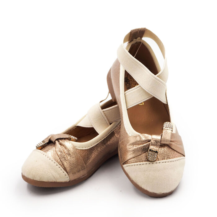 Girls Shoes for Special Occasion and Festive, Ballet Flat Shoes Dancer Style - Ribbon Style (Beige rp4990) - Image 3