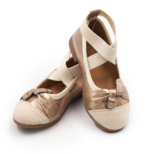 Girls Shoes for Special Occasion and Festive, Ballet Flat Shoes Dancer Style - Ribbon Style (Beige rp4990)