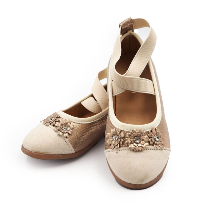 Girls Shoes for Special Occasion and Festive, Ballet Flat Shoes Dancer Style - Flower Style (BEIGE RP4988) - Image 2