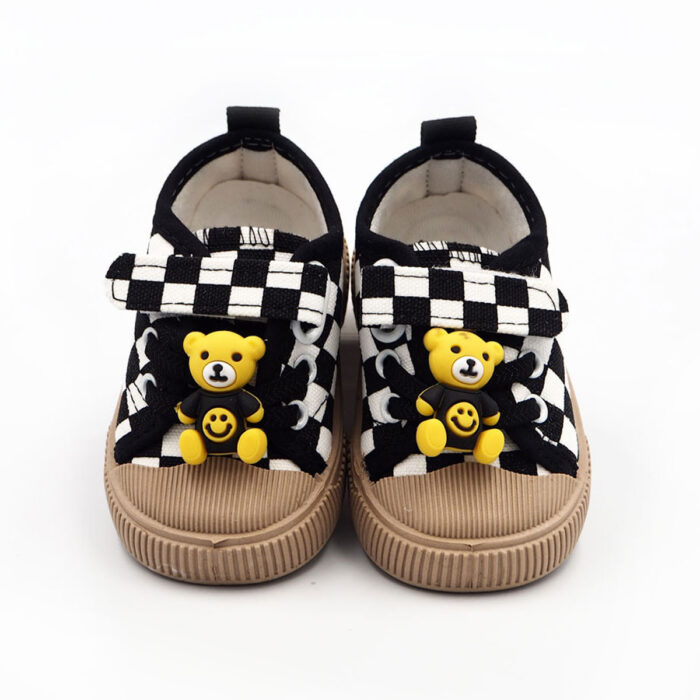 Lovely Shoes for Children Girls & Boys (Black- white 8823)and Toddler to Walk indoor & Outdoor, Easy to Wear and Adjustable - Image 3