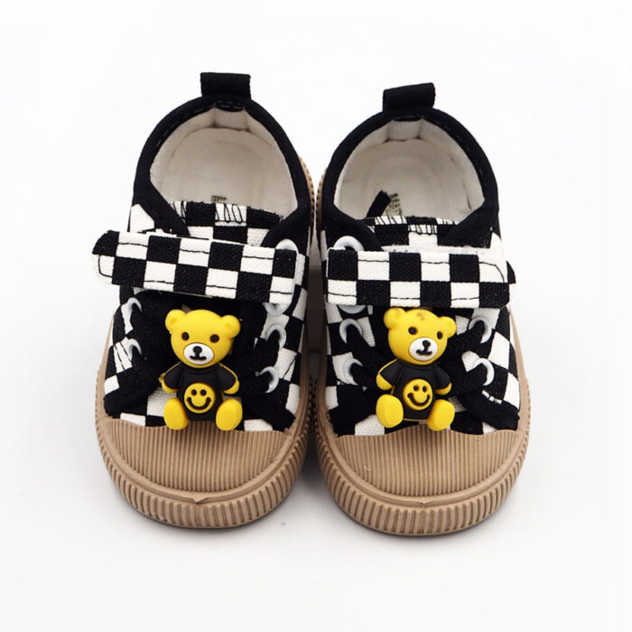 Lovely Shoes for Children Girls & Boys (Black- white 8823)and Toddler to Walk indoor & Outdoor, Easy to Wear and Adjustable