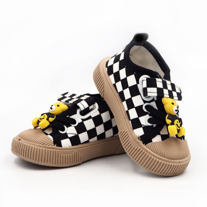 Lovely Shoes for Children Girls & Boys (Black- white 8823)and Toddler to Walk indoor & Outdoor, Easy to Wear and Adjustable - Image 5