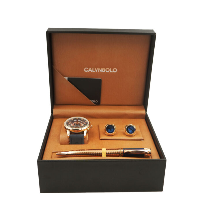 CALVNBOLO Watch Set For Men Analog Modern Design Pu Leather Strap CALVNBOLO 29 - Image 2