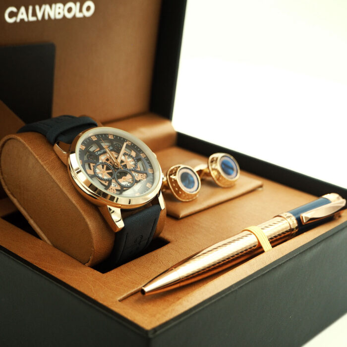 CALVNBOLO Watch Set For Men Analog Modern Design Pu Leather Strap CALVNBOLO 29 - Image 5