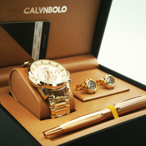 CALVNBOLO Watch Set For Men Analog Steel Strap Modern Design, Watch , Pen and cufflins CALVNBOLO 27