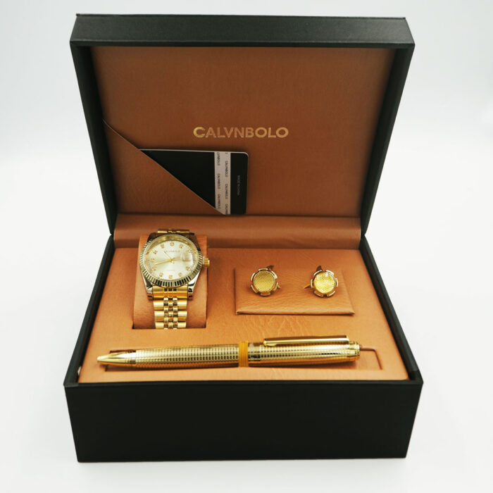 CALVNBOLO Watch Set For Men Analog Leather Strap CALVNBOLO 025 Attractive Design - Image 2