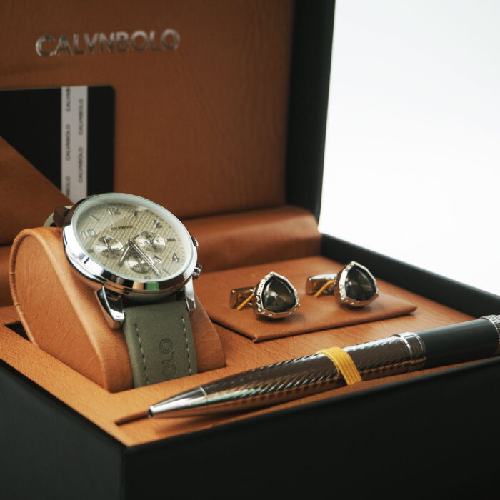 CALVNBOLO Watch Set For Men Analog Leather Strap CALVNBOLO 019