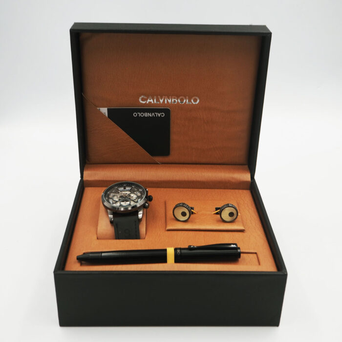 CALVNBOLO Watch Set For Men Analog Leather Strap CALVNBOLO 024 Attractive Design