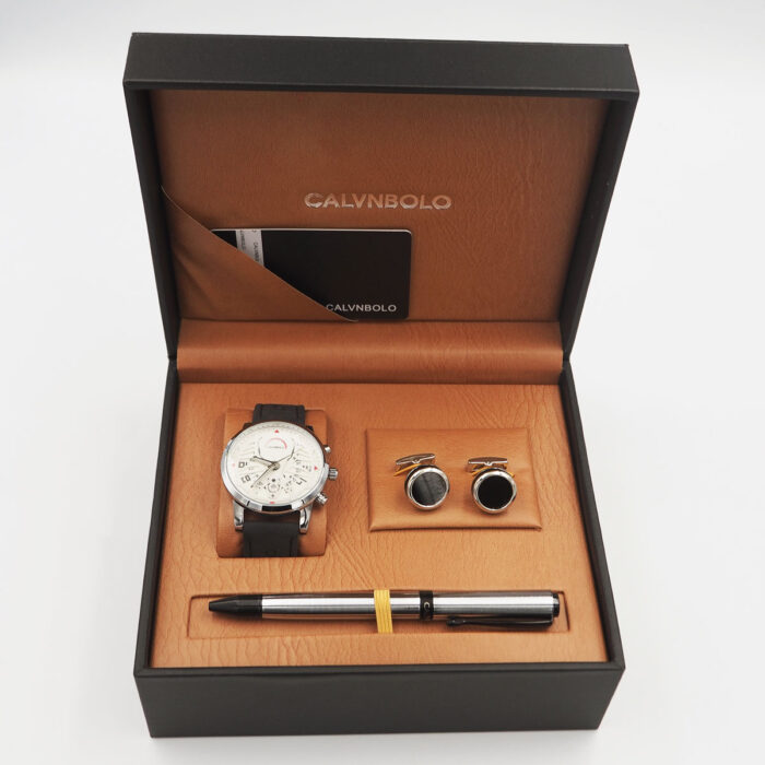 CALVNBOLO Watch Set For Men Analog Pu Leather Strap Fashionable Design  CALVNBOLO 20 - Image 2