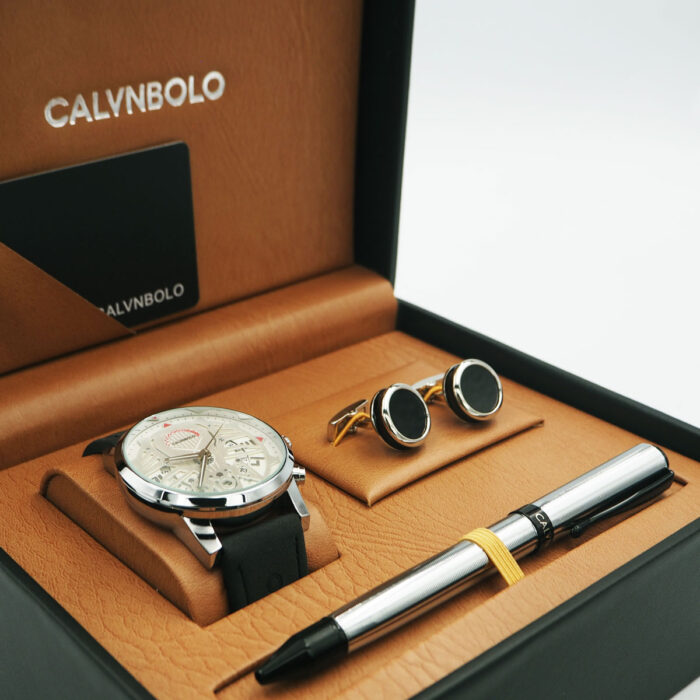 CALVNBOLO Watch Set For Men Analog Pu Leather Strap Fashionable Design  CALVNBOLO 20