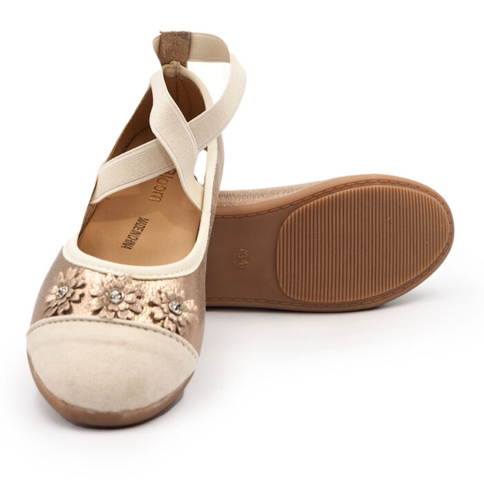 Girls Shoes for Special Occasion and Festive, Ballet Flat Shoes Dancer Style - Flower Style (BEIGE RP4988) - Image 6