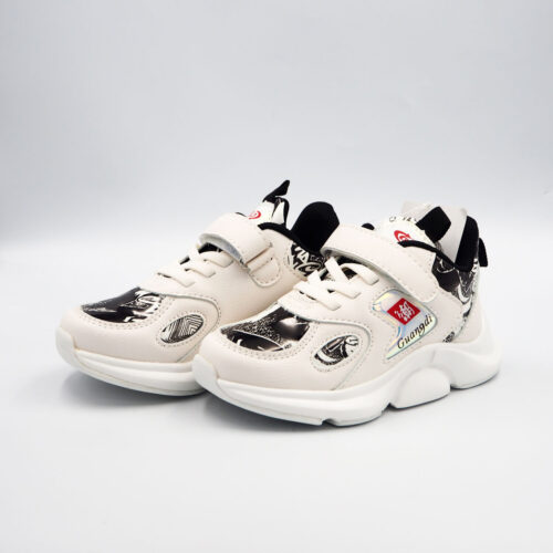 Fashion Kids Shoes Attractive Sneakers for Children Non Slip Soft Sole, Velcro Closure (white DN78)