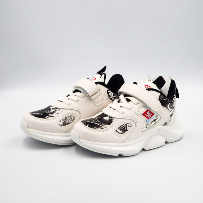 Fashion Kids Shoes Attractive Sneakers for Children Non Slip Soft Sole, Velcro Closure (white DN78)