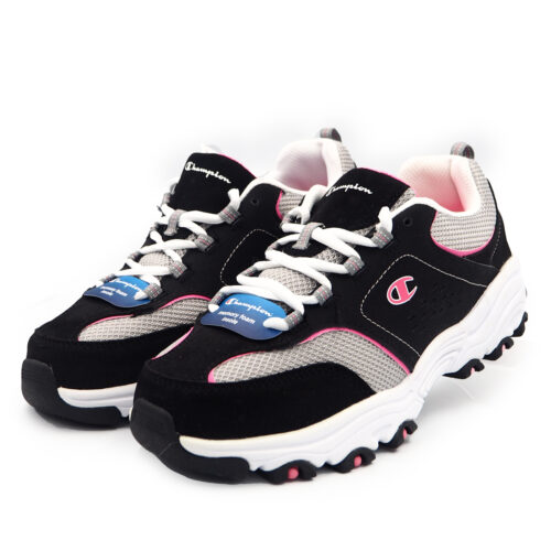 Champion Woment's Ahtletic Sneakers Shoes Black/pink Lace-UP Running Kasut (160638-Black -pink)