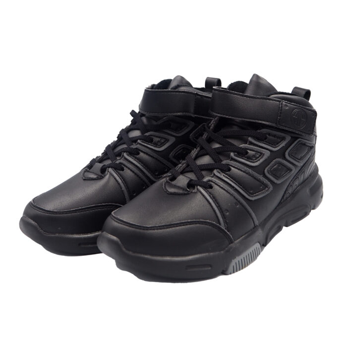 School Black Shoes Higher Upper Amercian Style - ready from Malaysia, Fashionable Boys Shoe - Kasut (laiku 1510-black)