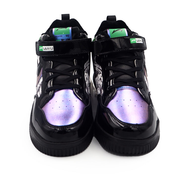 Glow in The Dark Sneakers For Ladies , Fashionable Printed Design Casual Sneakers For Girls (Laiku 9605-Black Glitter) - Image 2
