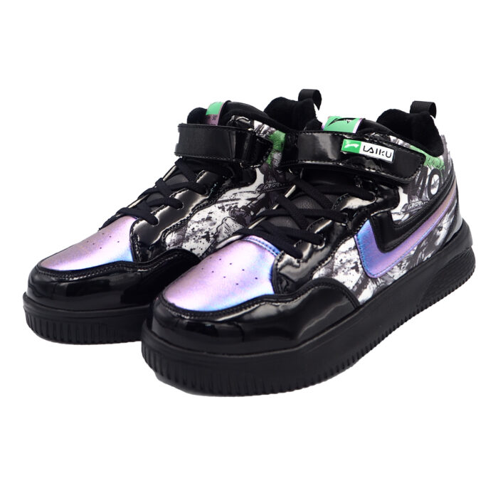 Glow in The Dark Sneakers For Ladies , Fashionable Printed Design Casual Sneakers For Girls (Laiku 9605-Black Glitter) - Image 4