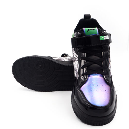 Glow in The Dark Sneakers For Ladies , Fashionable Printed Design Casual Sneakers For Girls (Laiku 9605-Black Glitter)