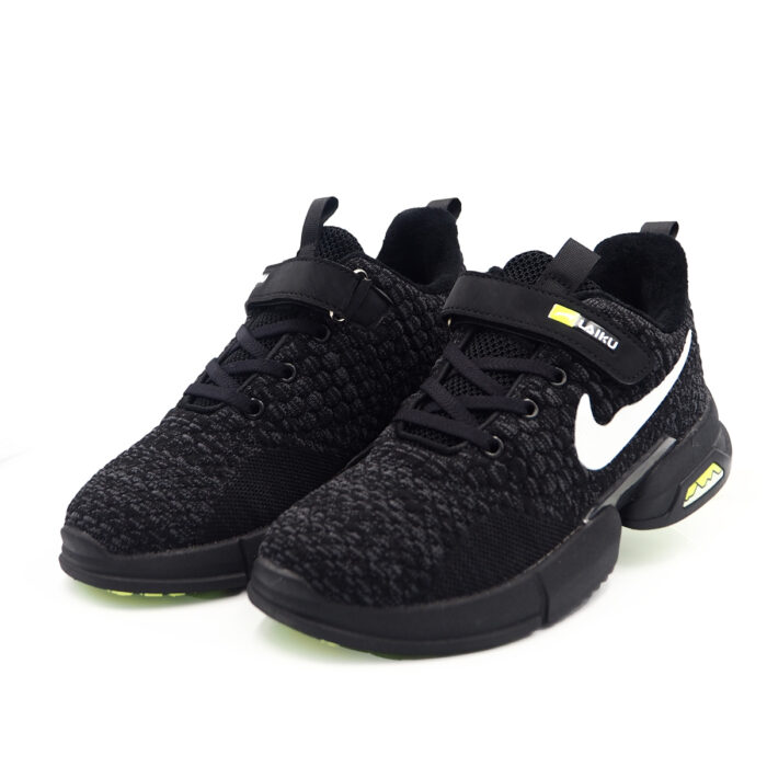 Laiku Fabric Sneakers with  Faux Fur for Boys & Girls School Shoes - Kids Kasut (laiku 9506-black) - Image 3