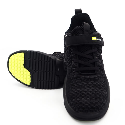 Laiku Fabric Sneakers with  Faux Fur for Boys & Girls School Shoes - Kids Kasut (laiku 9506-black)