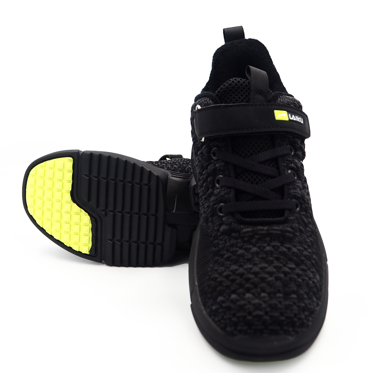 Laiku Fabric Sneakers with  Faux Fur for Boys & Girls School Shoes - Kids Kasut (laiku 9506-black)