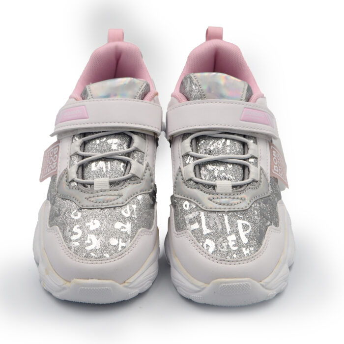 Ladies Stylish Platform Sole  Heelsneakers Women Chunky Shoes for Girls -( Wanita23257 white silver) - Image 2