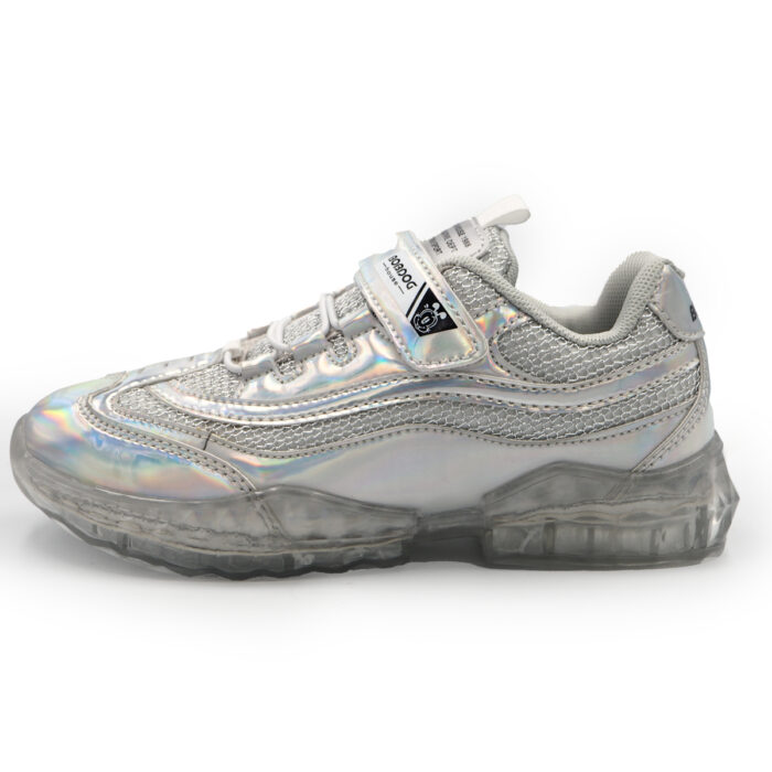 Decorative Shose for Girls, School Special Occations Snekaers, Stylish Glosy Ladies Kasut( Silver 23358 ) - Image 6
