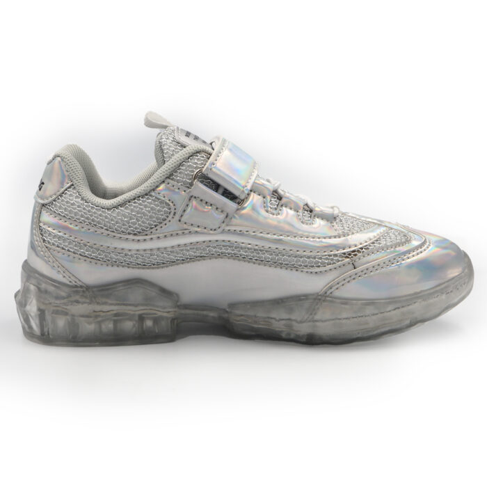 Decorative Shose for Girls, School Special Occations Snekaers, Stylish Glosy Ladies Kasut( Silver 23358 ) - Image 7