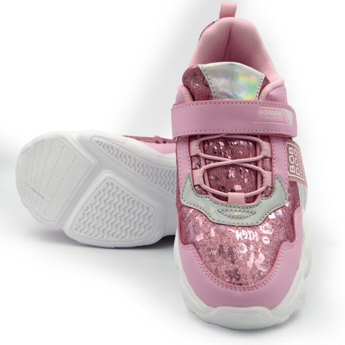 Special Occations Shoes for Young Girls, Glitter Printed Glossy Slip On Kasut Wanita (23257 - pink) - Image 5