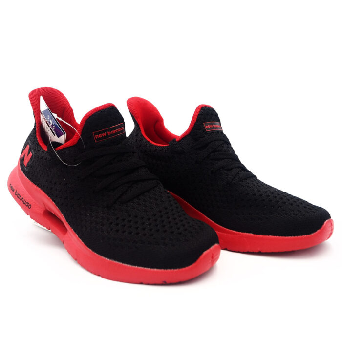 "Black and Red Sneakers with a Chunky Platform Sole for Women & Boys (wl813-03-Black Red) (" - Image 3